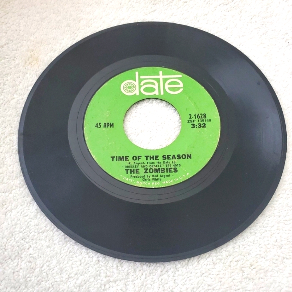 The Zombies "Time of the Season"/"Friend of Mine" Vinyl Record 45 rpm